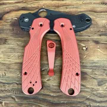 Spyderco Para 3 Skinny "Streamline" Titanium Scale Kit - Limited Run Battle Blood Orange Cerakote